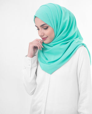 Aqua Green Georgette Hijab-HIJABS-InEssence-Regular 27"x70"-MeHijabi.com