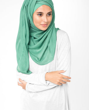 Aqua Green Viscose Woven Hijab-HIJABS-InEssence-Regular 27"x70"-MeHijabi.com