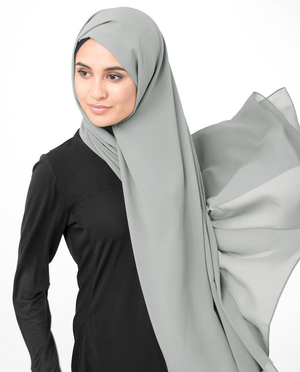 Ash Grey Georgette Hijab-HIJABS-InEssence-Regular 27"x70"-MeHijabi.com