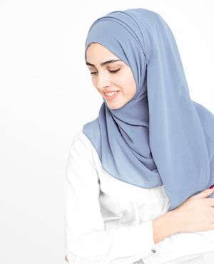 Blue Languid Lavender Georgette Hijab-Hijabs-InEssence-Regular 27"x70"-MeHijabi.com