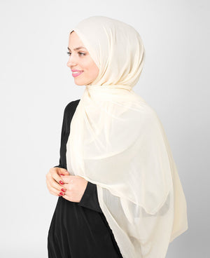 Bone White Chiffon Hijab-HIJABS-InEssence-Regular 27"x70"-MeHijabi.com