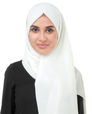 Bright White Georgette Hijab-HIJABS-InEssence-Regular 27"x70"-MeHijabi.com