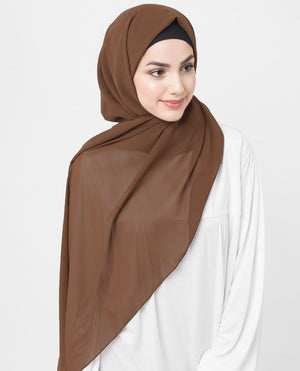 Cocoa Brown Georgette Hijab-HIJABS-InEssence-Regular 27"x70"-MeHijabi.com