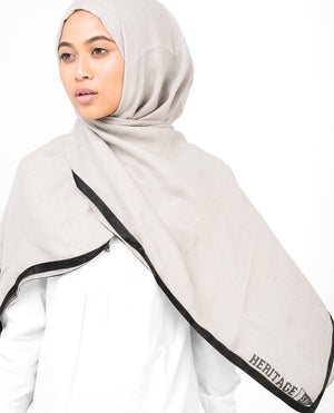 Contrast Hem Viscose Hijab-HIJABS-Route 01-Regular 27"x70"-Beige-MeHijabi.com