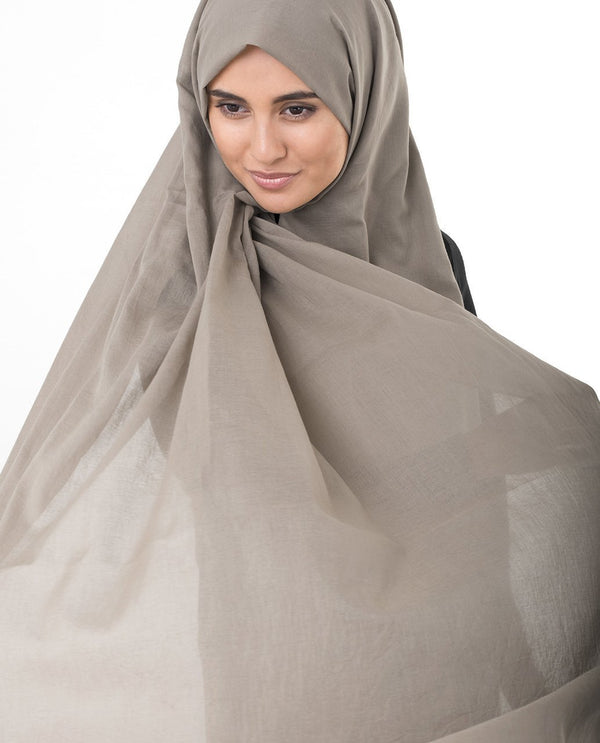 Almondine Beige Cotton Voile Hijab-HIJABS-InEssence-Regular 27"x70"-MeHijabi.com