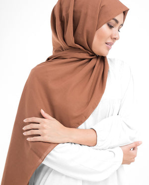 Cinnamon Stick Brown Cotton Voile Hijab-HIJABS-InEssence-Maxi 40"x70"-MeHijabi.com