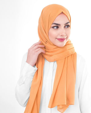 Tangerine Cotton Voile Hijab-HIJABS-InEssence-Maxi 40"x70"-MeHijabi.com