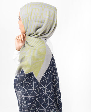 Geo & Line Print Viscose Hijab-HIJABS-InEssence-Regular 27"x70"-MeHijabi.com