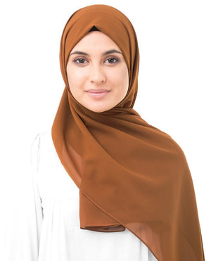 Glazed Ginger Brown Georgette Hijab-HIJABS-InEssence-Maxi 40"x70"-MeHijabi.com
