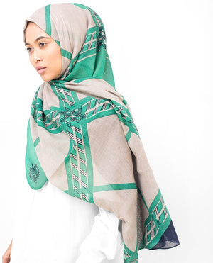 Green Check Viscose Hijab-HIJABS-Silk Route-Regular 27"x70"-MeHijabi.com