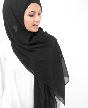 Jet Black Chiffon Hijab-HIJABS-InEssence-Medium-Jet Black-MeHijabi.com