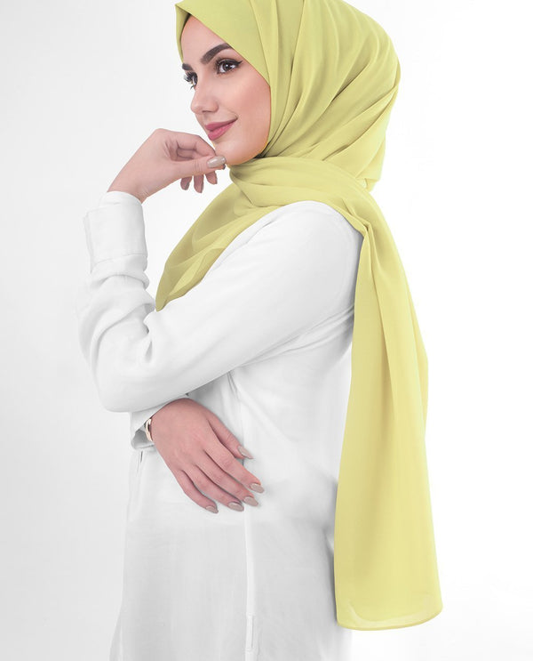 Lemon Grass Georgette Hijab-HIJABS-InEssence-Regular 27"x70"-MeHijabi.com
