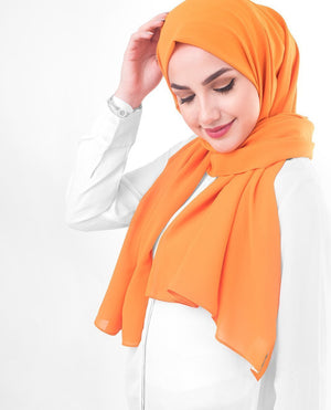 Orange Pepper Georgette Hijab-HIJABS-InEssence-Maxi 40"x70"-MeHijabi.com