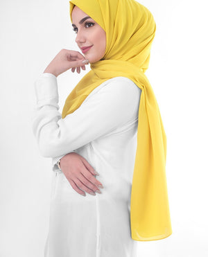 Sulphur Yellow Georgette Hijab-HIJABS-InEssence-Maxi 40"x70"-MeHijabi.com