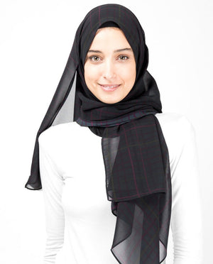Teal Plaid Georgette Hijab