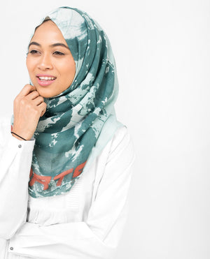 Aqua Abstract Viscose Hijab-HIJABS-Silk Route-Regular 27"x70"-MeHijabi.com