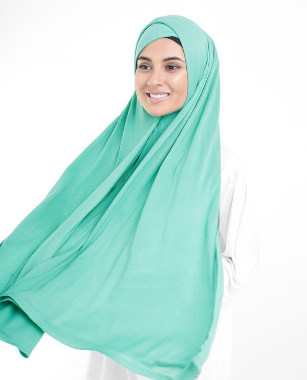 Aqua Turquoise Jersey Hijab-HIJABS-InEssence-Regular 27"x70"-MeHijabi.com