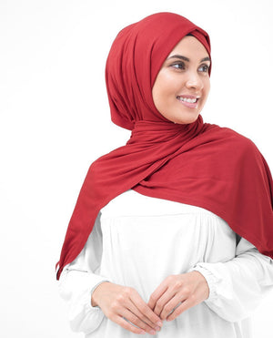 Aurora Red Jersey Hijab-HIJABS-InEssence-Regular 27"x70"-MeHijabi.com
