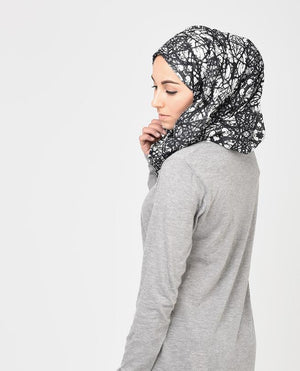 Black and White Hijab-HIJABS-VersaStyle-Regular 27"x70"-MeHijabi.com
