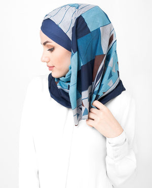 Blue and Teal Cotton Hijab-HIJABS-Route 01-Regular 27"x70"-MeHijabi.com
