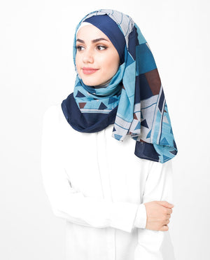 Blue and Teal Cotton Hijab-HIJABS-Route 01-Maxi 40"x70"-MeHijabi.com