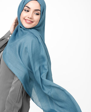 Blue Steel Viscose Woven Hijab-HIJABS-InEssence-Regular 27"x70"-MeHijabi.com