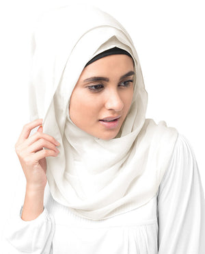 Bright White Chiffon Hijab-HIJABS-InEssence-Maxi 40"x70"-MeHijabi.com