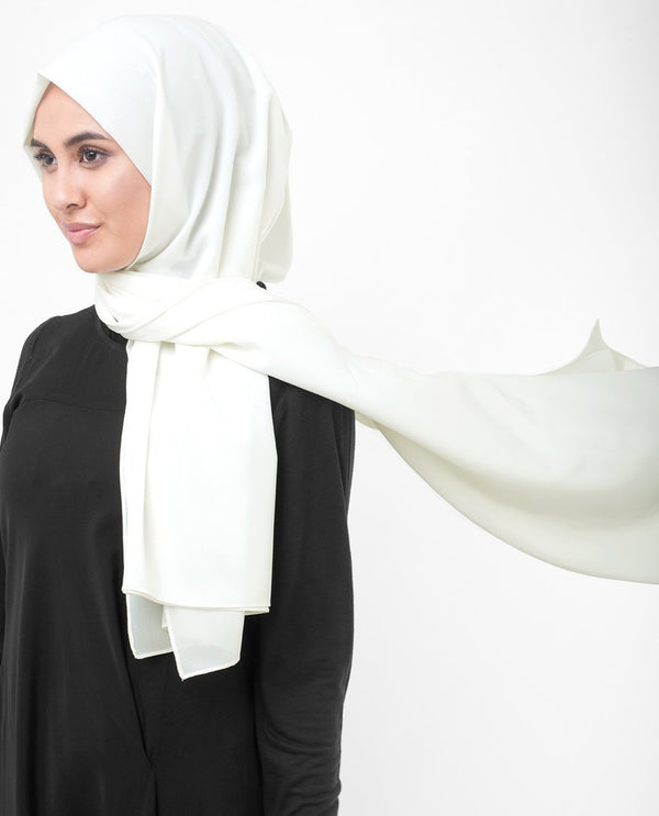 Bright White Georgette Hijab-HIJABS-InEssence-Regular 27"x70"-MeHijabi.com