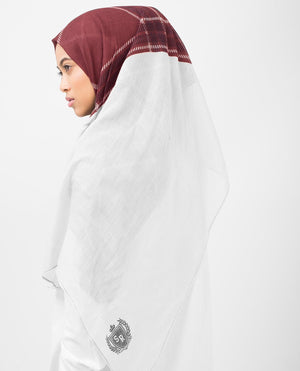 Burgundy Check Viscose Hijab-HIJABS-InEssence-Regular 27" x 70"-MeHijabi.com