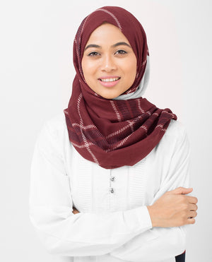 Burgundy Check Viscose Hijab-HIJABS-InEssence-Maxi 40" x 70"-MeHijabi.com