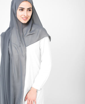 Castle Rock Grey Georgette Hijab-HIJABS-InEssence-Regular 27"x70"-MeHijabi.com