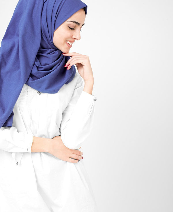 Classic Blue Cotton Jersey Hijab-HIJABS-InEssence-Regular 27"x70"-MeHijabi.com