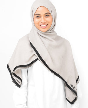 Contrast Hem Viscose Hijab-HIJABS-Route 01-Regular 27"x70"-Beige-MeHijabi.com