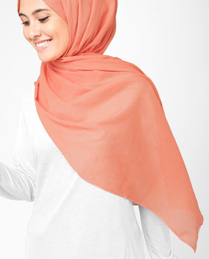 Arabesque Orange Cotton Voile Hijab-HIJABS-InEssence-Regular 27"x70"-MeHijabi.com