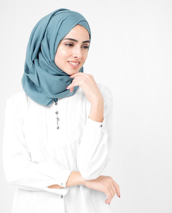 Aegean Blue Cotton Voile Hijab-HIJABS-InEssence-Regular 27"x70"-MeHijabi.com