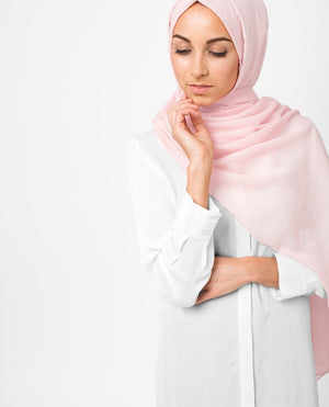 Blossom Pink Cotton Voile Hijab-HIJABS-InEssence-Regular 27"x70"-MeHijabi.com