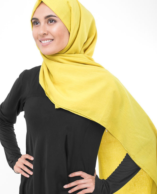 Cellery Yellow Cotton Voile Hijab-HIJABS-InEssence-Regular 27"x70"-MeHijabi.com
