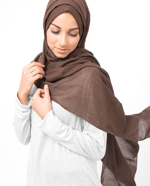 Chestnut Brown Cotton Voile Hijab-HIJABS-InEssence-Regular 27"x70"-MeHijabi.com