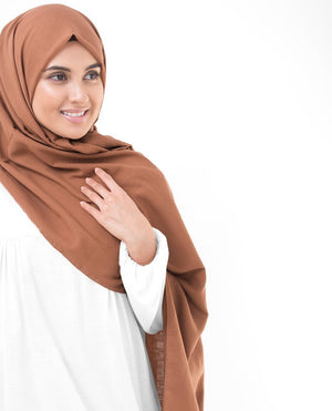 Cinnamon Stick Brown Cotton Voile Hijab-HIJABS-InEssence-Regular 27"x70"-MeHijabi.com