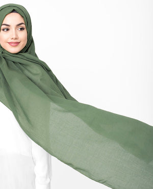 Deep Grass Green Cotton Voile Hijab-HIJABS-InEssence-Maxi 40"x70"-MeHijabi.com
