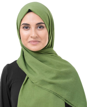 Forest Green Cotton Voile Hijab-HIJABS-InEssence-Regular 27"x70"-MeHijabi.com