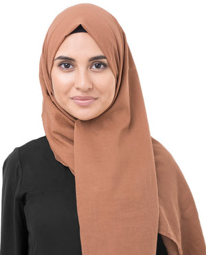 Hazel Brown Cotton Voile Hijab-HIJABS-InEssence-Regular 27"x70"-MeHijabi.com