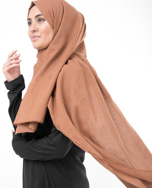 Hazel Brown Cotton Voile Hijab-HIJABS-InEssence-Maxi 40"x70"-MeHijabi.com