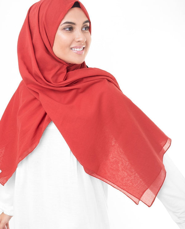 High Risk Red Cotton Voile Hijab-HIJABS-InEssence-Maxi 40"x70"-MeHijabi.com