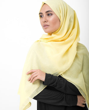 Lemon Grass Yellow Cotton Voile Hijab-HIJABS-InEssence-Maxi 40"x70"-MeHijabi.com