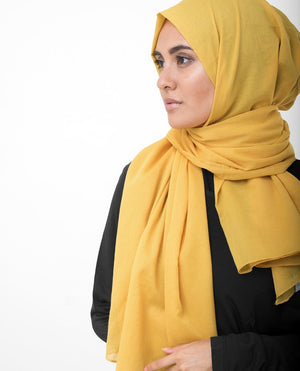 Lemonade Yellow Cotton Voile Hijab-HIJABS-InEssence-Maxi 40"x70"-MeHijabi.com