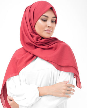 Lollipop Red Cotton Voile Hijab-HIJABS-InEssence-Regular 27"x70"-MeHijabi.com