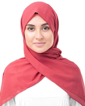 Lollipop Red Cotton Voile Hijab-HIJABS-InEssence-Maxi 40"x70"-MeHijabi.com