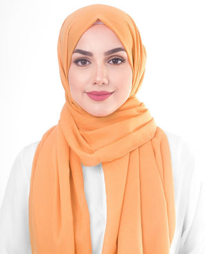 Tangerine Cotton Voile Hijab-HIJABS-InEssence-Regular 27"x70"-MeHijabi.com