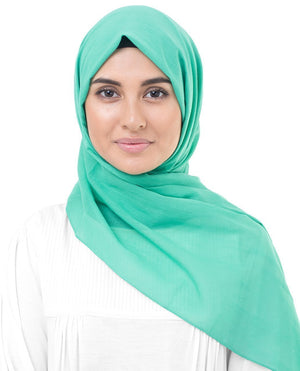Vivid Green Cotton Voile Hijab-HIJABS-InEssence-Regular 27"x70"-MeHijabi.com